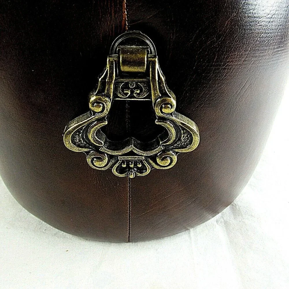 Vintage Ice Bucket Faux Leather Brown Oakridge Country Club Rare 1977 Elmar Mfg